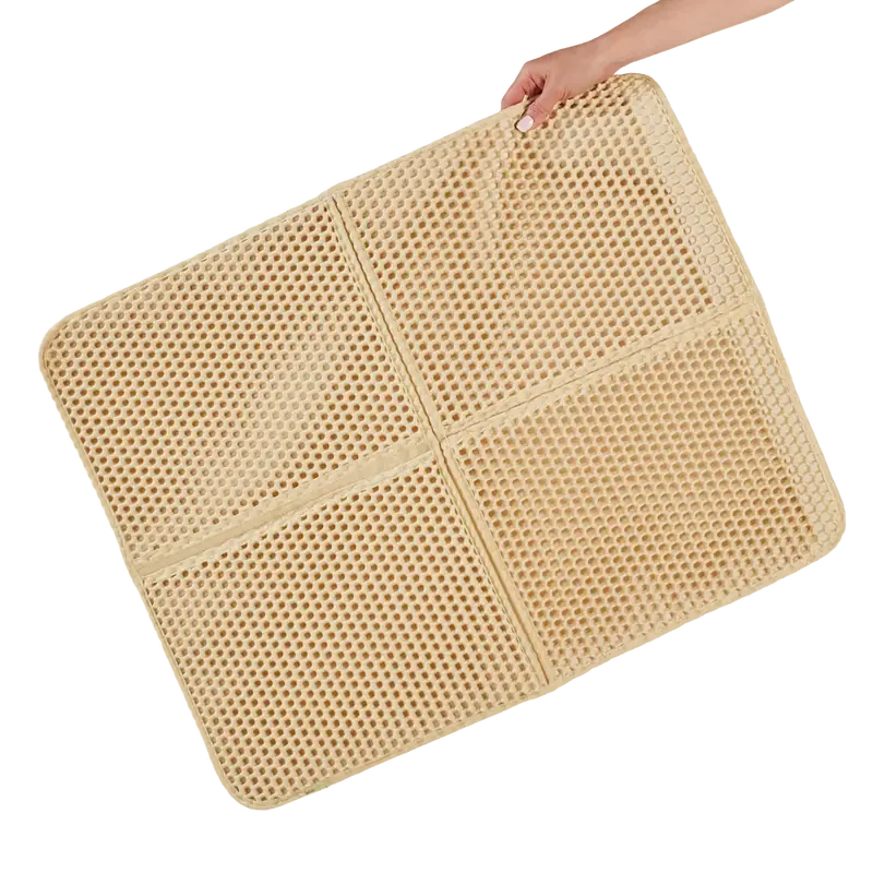 PrettyLitter Honeycomb Cat Litter Mat - 1-Piece 24"x36" Soft Pad with Hex Holes, Paw Litter Capture, Pocket Design, Soft Landing, Cleaner Experience, Pet Supplies Accessory for Clean Floors