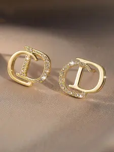 Letter Zircon Earrings Set, Simple Unique High-End Personalized Ear Studs, Perfect Gift for Her, Elegant Jewelry Accessories