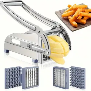 Stainless Steel Fruit and Vegetable Cutter with Two Different Blades - Includes Potato Slicer, French Fry Cutter, and Onion Chopper - Heavy-Duty Cutter Suitable for Potatoes, Carrots, Cucumbers - Essential Kitchen Tool and Accessory