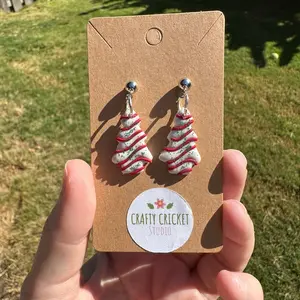 Christmas Tree Snack Cake Inspired Clay Earrings