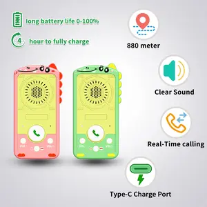Surekuo Kids Walkie Talkies – Simultaneous Talk & Listen, Rechargeable, with Adorable Dinosaur Case