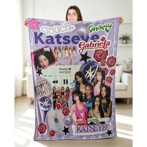 Katseye Beautiful Chaos Tour Flannel Blanket, Soft Cozy Throw Blanket, HD Print Fan Blanket for Sofa Bed Home, Aesthetic Gift