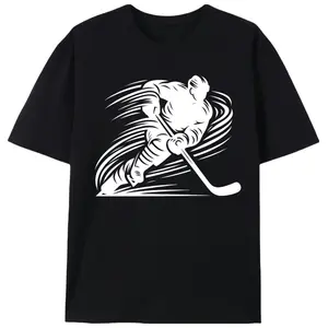 Dynamic Speed Line Hockey Player Silhouette Shirt, Unisex Retro Sports Graphic Tee, Hockey Lover Streetwear