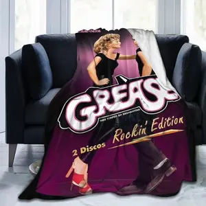 Grease Rockin themed printed flannel blanket, soft and warm, suitable for all seasons, suitable for sofa, office and travel - ideal gift choice