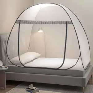 Pop Up Mosquito Net Tent for Bed, Bed Canopy with Net Bottom, Mosquito Netting Bed Tent, Suitable for Indoor Outdoor Camping, Insect Screen (Full/Queen, Gray)