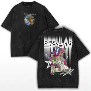 Nostalgic Regular Show T-Shirt with Vintage Wash – Iconic Mordecai and Rigby Retro Graphic Tee from Cartoon Network, Perfect Streetwear for Devoted Fans