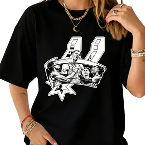 【Playoff Tee】【Viral TikTok Shirt】San Antonio Basketball Playoff Inspired Graphic Tee Retro Vintage Streetwear T-Shirt Unisex Cotton Casual Short Sleeve Game Day Outfit Top For Basketball Fans & Streetwear Lovers & Sports Enthusiasts Camiseta Verano