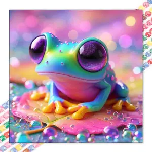 1 DIY handmade diamond painting kit, 5D diamond art set, DIY decoration, colorful tree frog diamond painting kit full round diamonds, mosaic, diamond art, DIY art home decoration, suitable for Christmas.