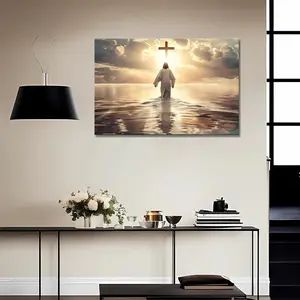 Jesus Walking on Water Canvas Print Wall Art, Religious Christian, Jesus Religious Wall Art, for Office Living Room (,24*36 inch)