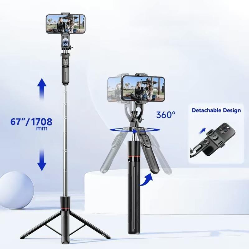 67" Phone Tripod ,Phone Holder for iPhone/Android & Selfie Stick,Upgraded Stand,Suitable for home and travel, Travel-Friendly & Stable Cellphone Smartphone