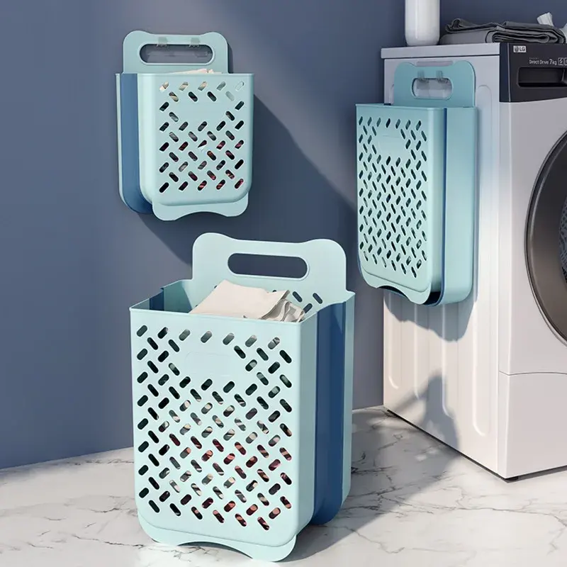 Folding Multipurpose Use Laundry Basket - Plastic, Versatile Design for Laundry, Storage, and More