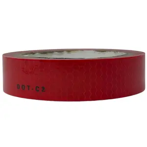 Red Reflective Tape DOT-C2 Conspicuity Tape COMMERCIAL ROLL Ultra Reflective Crystal Lattice Film Layer Durable Adhesive for Safety Marking