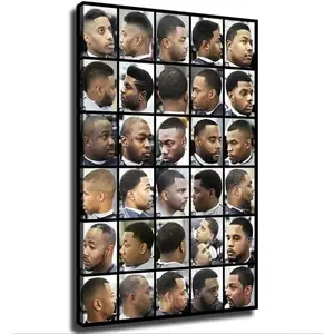 Black Mens Haircuts Decorative Poster Haircut Styles Barbershop Beauty Salon Picture Canvas Poster Wall Art for Living Room and Bedroom Modern Home Decorations (Unframe 8in*12in)