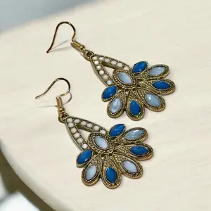 Blue Rhinestone Peacock Earrings for Women - Fashion Accessory