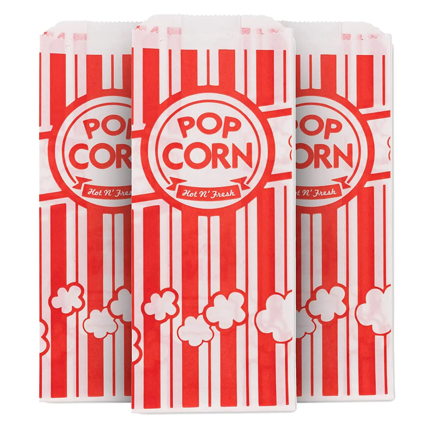 1 Oz Popcorn Bag, Red and White Disposable Carnival Popcorn Bags (500 Count) - Popcorn Bags for Popcorn Machine - Disposable Popcorn Bags for Movie Theaters, Festivals, Concession Stands