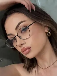 New Metal Blue Light Blocking Frame Flat Mirror Vintage Metal Glasses for Women, Stylish and Protective Eyewear, Stylish Eyeglass