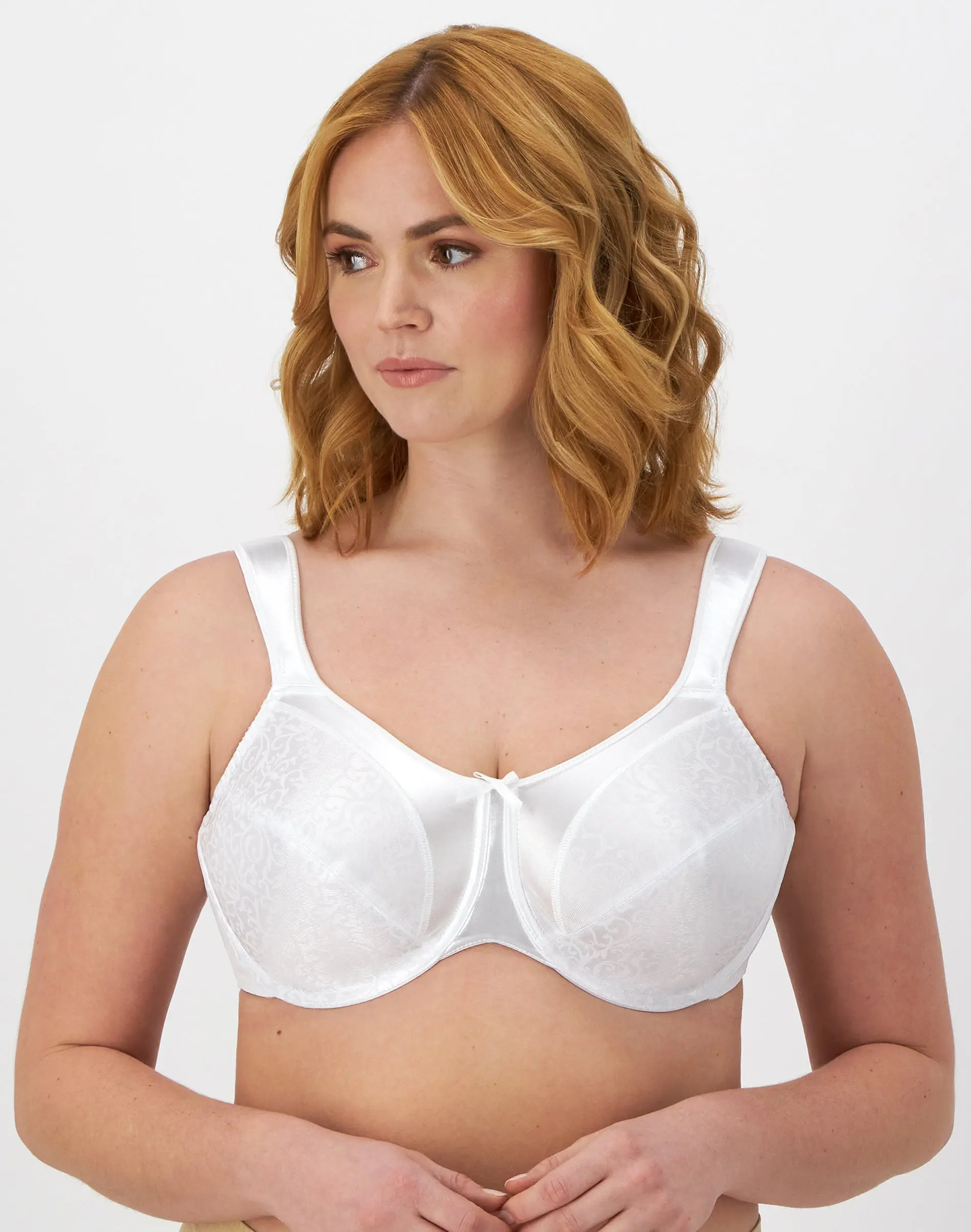 Bali Satin Tracings Underwire Minimizer Bra - Smooth Jacquard Print, Non-Stretch Straps, Cushion-Tipped Wire, Slim Fit, Women's Clothing