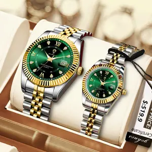 GOHUOS Couple Quartz Watches Gemstone-Luxury Design Luminous Hands & Date Display Men's & Women's Watches Couple Fashion Quartz Timepieces Valentine's Day Gift for Your Lover