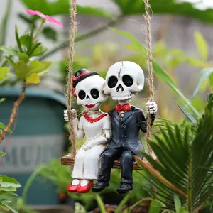 Halloween Themed Skeleton Swing Decoration, 1 Count Outdoor Garden Halloween Scene Decoration, Creative Home Halloween Hanging Decoration, Ornaments, Patio Decoration