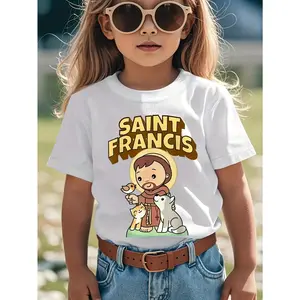 St. Francis Catholic T-Shirts - Black Religious Apparel Featuring St. Francis Designs, Soft Everyday Shirts Suitable for Boys And Girls, Ideal for Catholic School Uniforms Or Casual Outings - Perfect Catholic Gifts, Durable Wear (3-13Y)