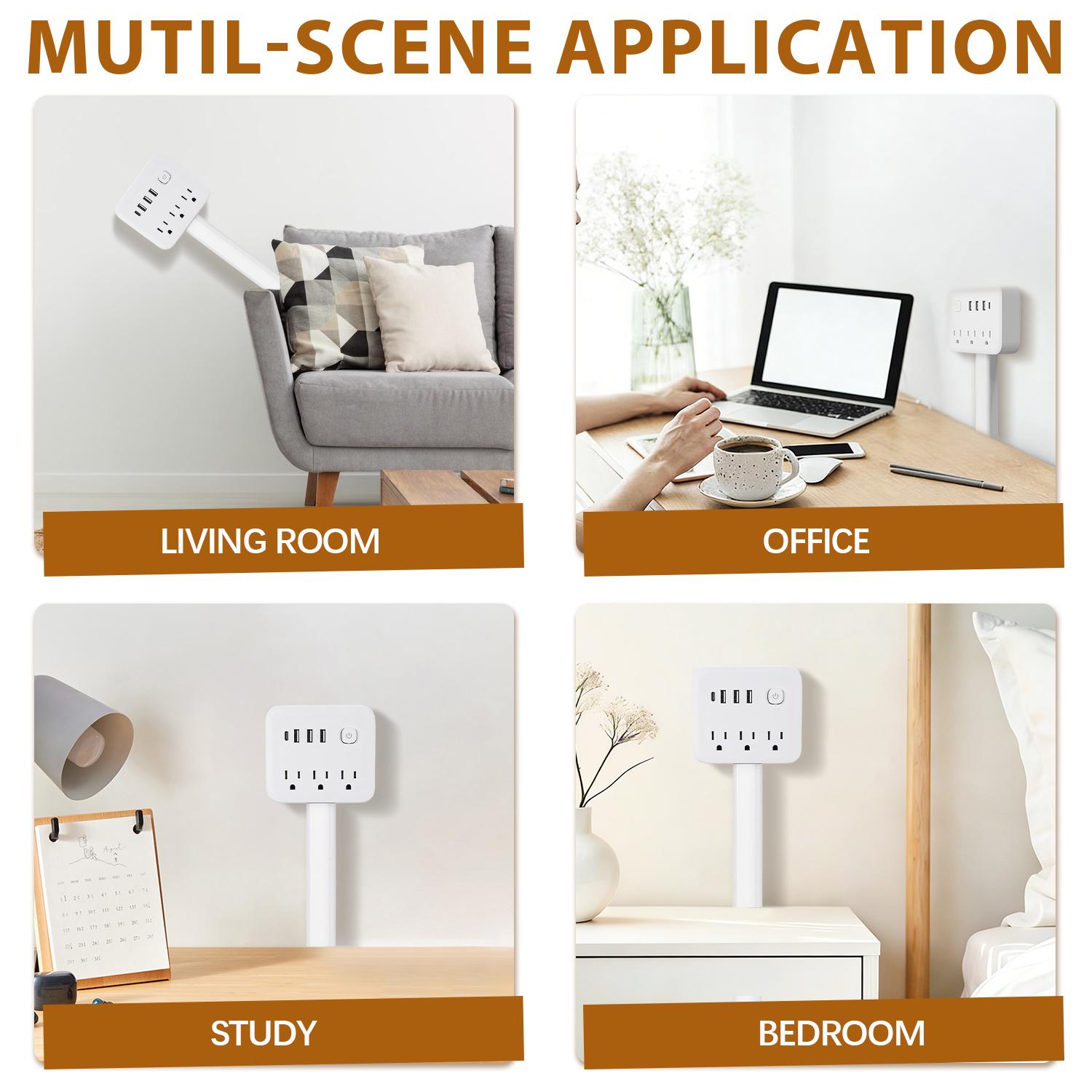 Premium 180° Rotating Power Outlet Extender with Adjustable Wall Plug Adapter and Multiple Sockets, Space-Saving Power Expander for Home and Nightstand Premium 180° Rotating Power Outlet Extender with Adjustable Wall Plug Adapter and Multiple Sockets, Space-Saving Power Expander for Home and Nightstand