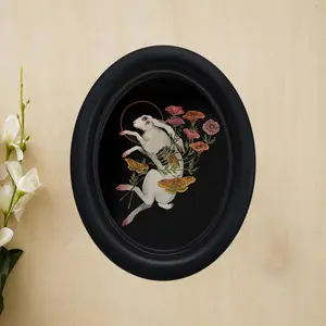 Vintage Art Style Rabbit & Floral Butterfly Wall Decor, Artistic Prints, Perfect for Halloween Christmas Thanksgiving Home Office Decoration, Flower