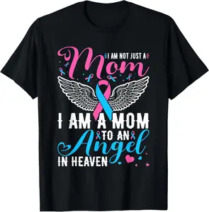 100% cotton Unisex Mom Angel In Heaven Pink &amp; Blue Pregnancy &amp; Infant Loss T-Shirt