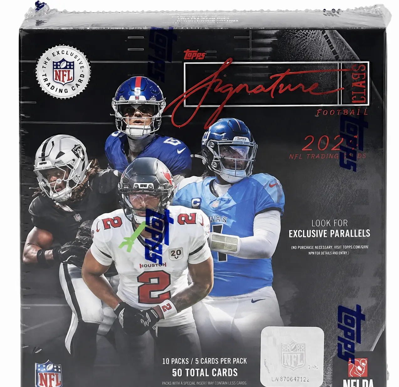 1 Topps signature mega, 1 Panini prizm mega, and 1 select blaster football break
