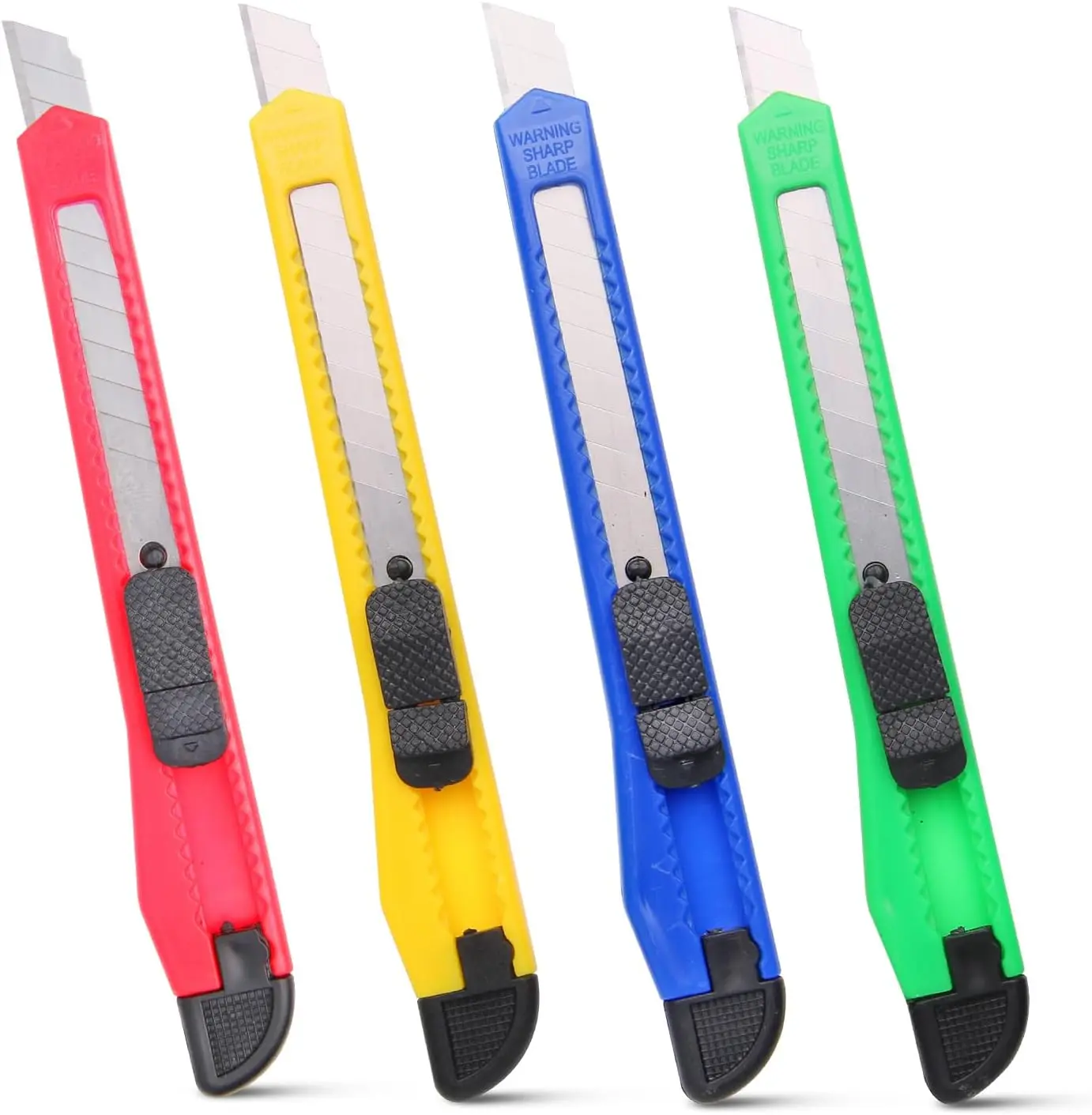 4 Pack Box Cutter Knife, 3-rd Gen Utility Knives, Razor Blade Opener, Utility Knives, Box Cutters Retractable, Small Work Knife by Htaexpu