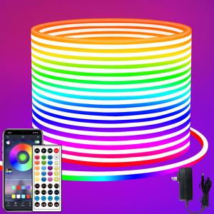 SEGRASS Flexible LED Neon Rope Lights - App & Remote Control, IP65 Waterproof, Music Sync, Dimmable RGB Strip, Adjustable Ambient Lighting, Gaming Accessories, Tech Gadgets, Cool Room Gadgets, Home Accessory, LED Lights Bedroom,campingessentials,outdoorfu