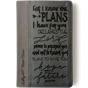 Personalized NIV Large Print Bible - Black - For I Know the Plans I Have For You - Hand Lettered and Engraved