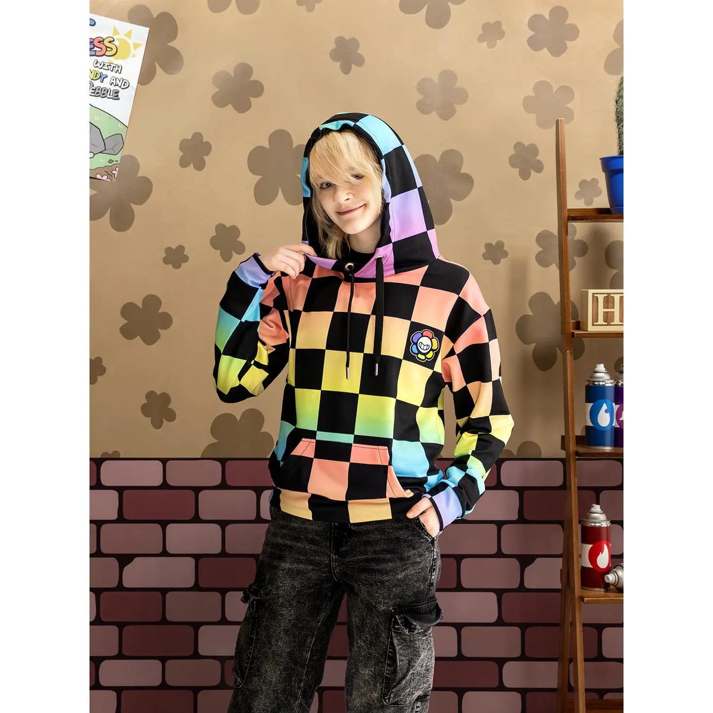 Dandy Emblem Checkered Hoodie