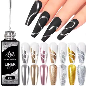 Liner Gel - Nail Polish in Black, White, Silver, Gold & Sparkle - Model L13 - 10ml