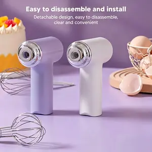1pc Handheld Electric Mixer, USB Rechargeable, Cordless, Egg Beater, Suitable for Baking and Cooking, Portable for Cream, Pastry, and Yolk Mixing, Baking Cakes, , Muffins, Ergonomic Handle, Durable Design, Ideal for Home Bakers & Professionals