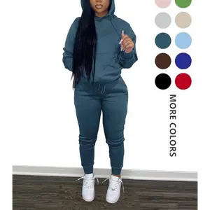 sweatshirts Women's Solid Drop Shoulder Hoodie & Drawstring Waist Pants Two-piece Set, Casual Style Fashion Cozy Hooded Sweatshirt & Trousers Daily Outdoor Wear, Comfortable Women's Clothing Fall2025