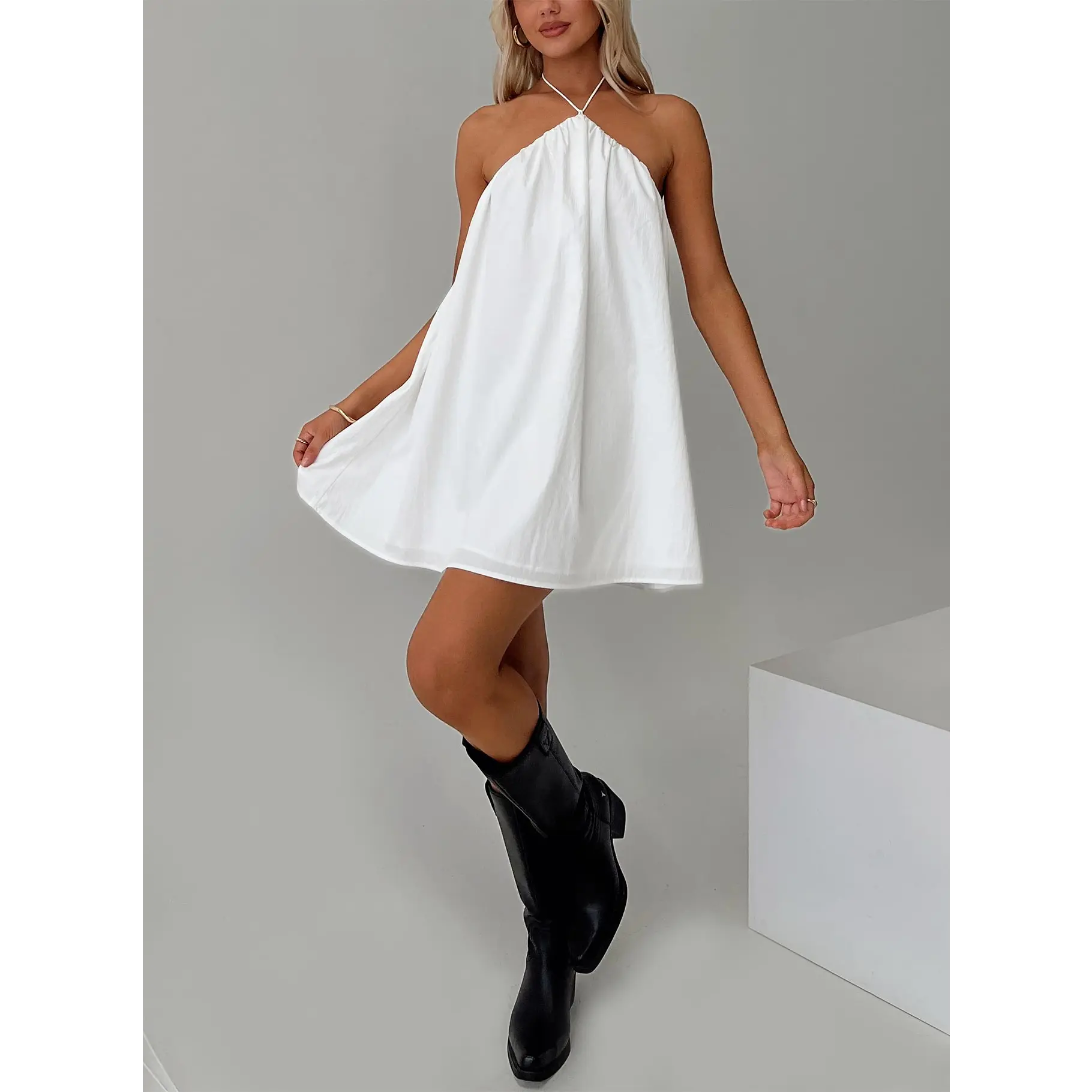 black halter dress open back ZAPAKA Women Halter Formal Dress with Slit Mermaid Sleeveless Deep V Neck  Long Black Tie Dress