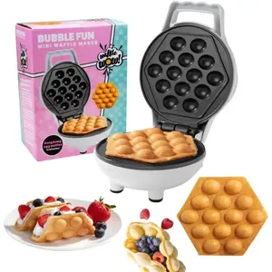 Easter Bubble Mini Waffle Maker- Make Breakfast Special w Tiny Hong Kong Egg Style Design, 4" Individual Waffler Iron, Electric Non Stick Baker w Recipes- Ice Cream Treat Dessert, Dorm Room Essential