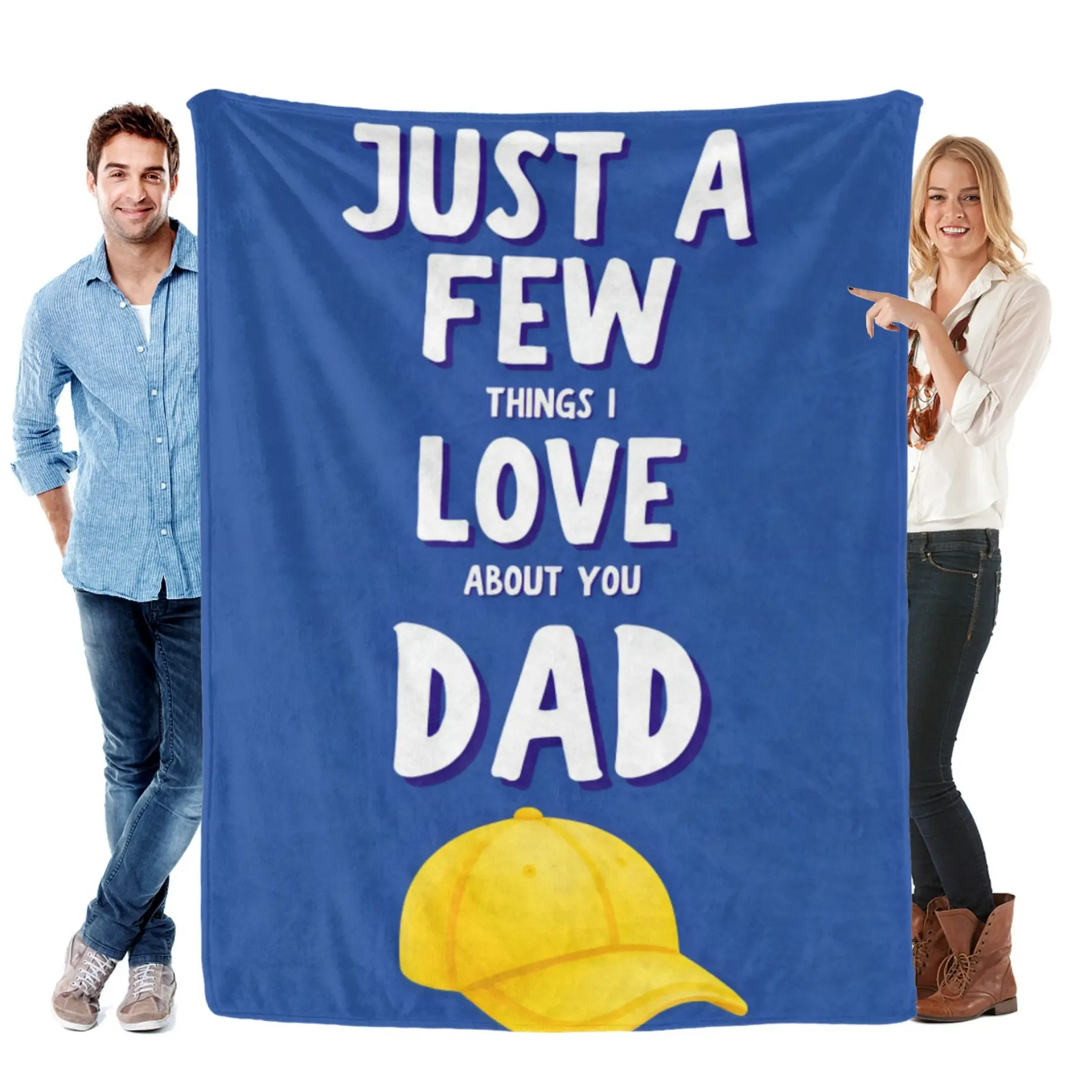 Personalized "Just A Few Things I Love About You" Polyester Flannel Throw Blanket - Custom Love Message, Wrinkle-Resistant, Soft, Breathable, Durable Fleece, All Seasons Bedding, Birthday Christmas Gift for Dad from Daughter Son, Sofa Use