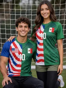 Half and Half Mexico USA Soccer Jersey | Mexican American Pride Jersey | United States & Mexico Flag Fusion Jersey