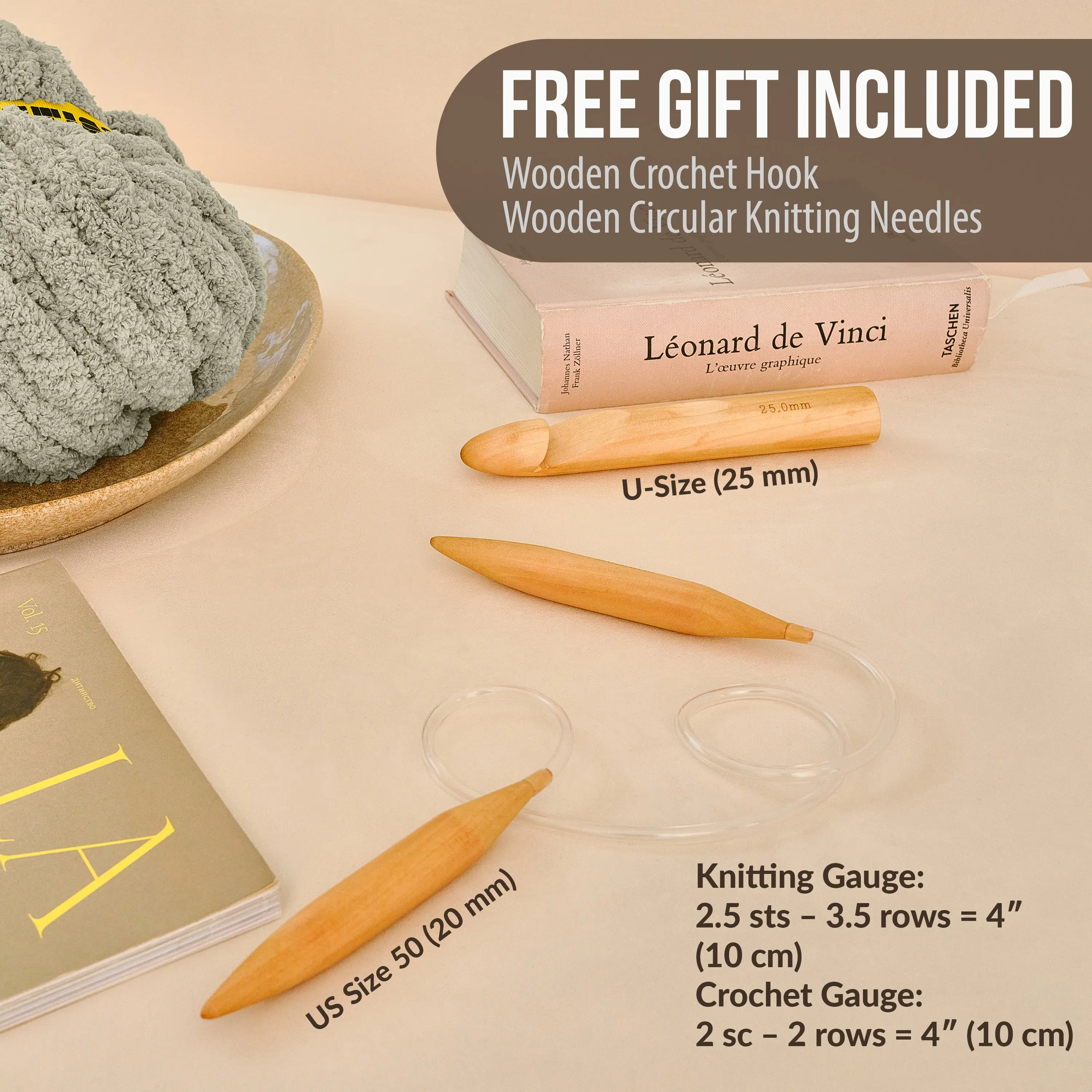 Giant Wooden Hook & Needles Set
