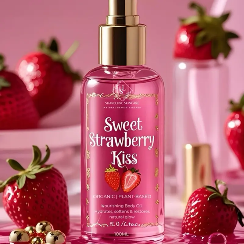 Shakeluxe Skincare Sweet Strawberry Kiss Body Oil 100g - Moisturizing Body Care with Fresh Strawberry Scent, Lightweight Formula for Daily Use