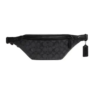 COACH Charter 32 Classic Monogram Zip Crossbody Bag for Men – Adjustable Strap, Canvas and Leather, Black