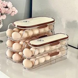 Egg Storage Box, Plastic Sealed Stackable Fridge Organizer, Shockproof Egg Rack, Kitchen Space-Saving Container, Home Use Essentials