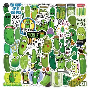 Cartoon Pickle Pattern Sticker, 60pcs/set Sticker Packs Funny Cartoon Pickle Graffiti Sticker for Gift, DIY Decoration for Luggage Skateboard Bicycle Water Bottle, Funny Stickers, Waterproof Durable Sticker
