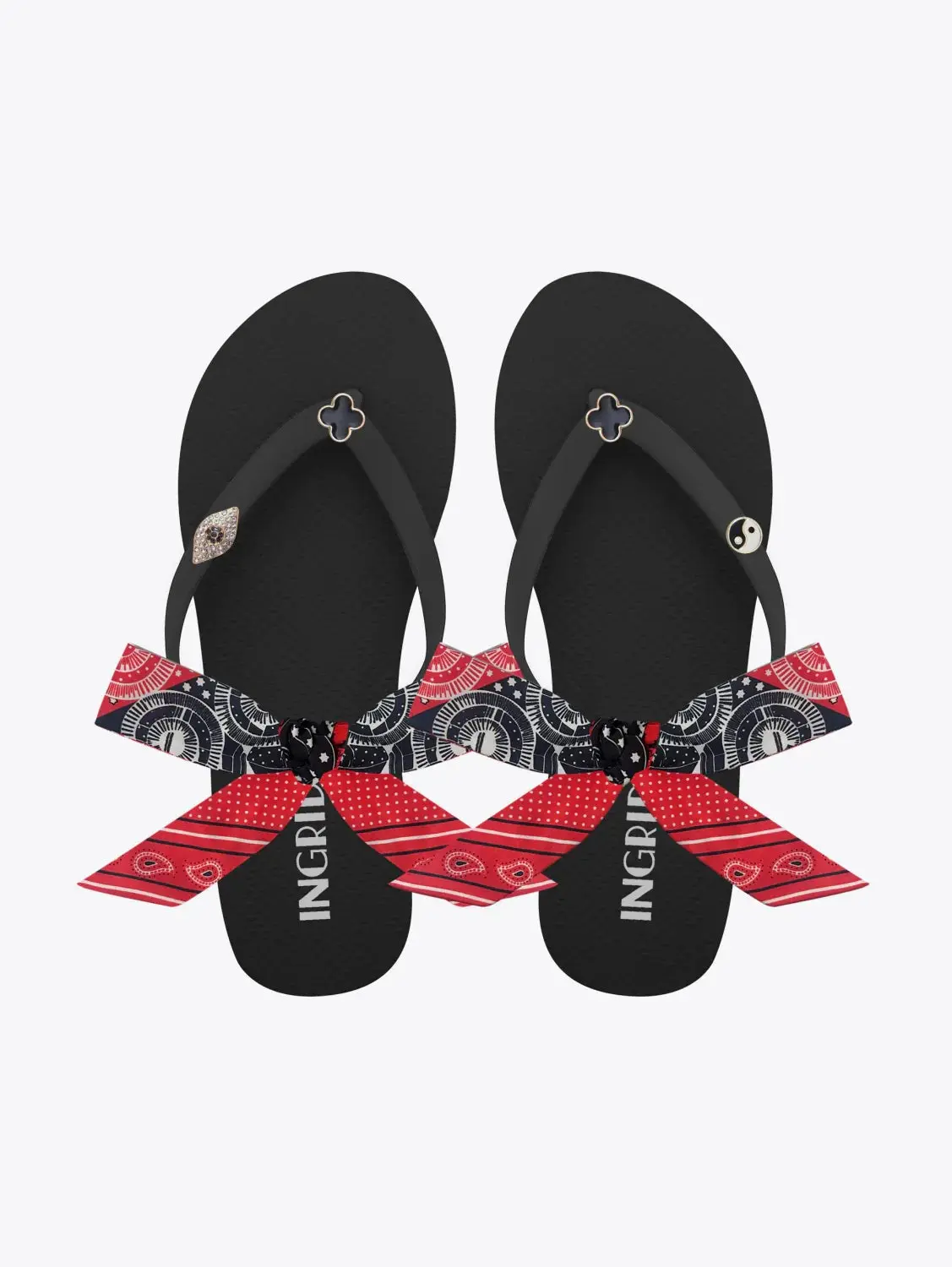 Crimson Noir  Summer Sandal with interchangeable ankle straps and cute charms walking beach to the city