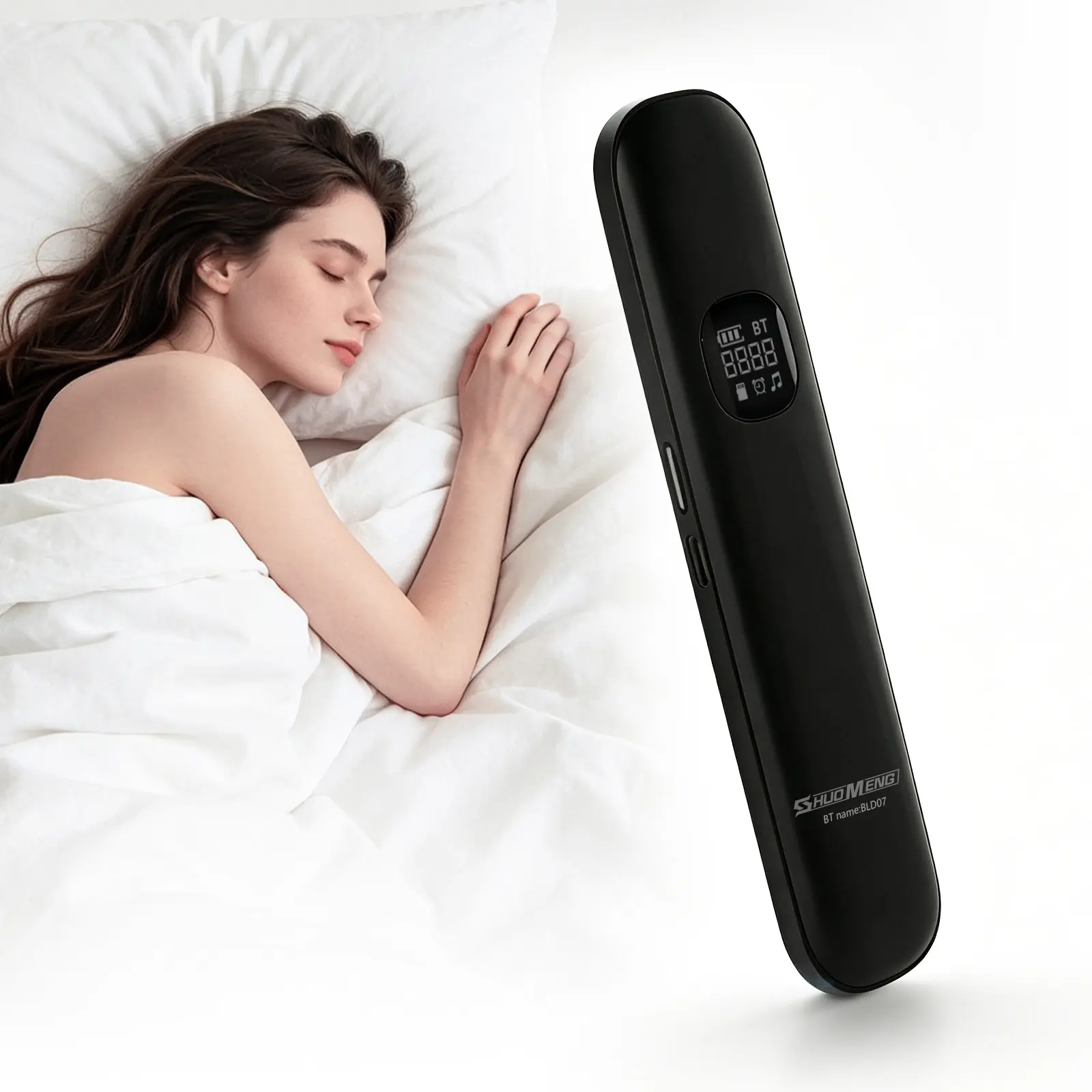 Shuomeng C7 Under Pillow Speaker,Bone Conduction Speaker for Sleeping,Sound Machine for Sleeping Adults with Bluetooth,TF/Micro SD Offline, Auto-Off Timer,400mAh,Black
