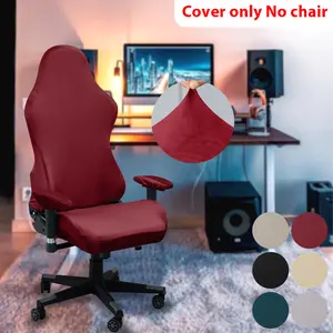 4-Piece Set Winter Gaming Chair Covers, Silver Fox Velvet Material, Elastic Detachable Computer Chair Cushion Covers