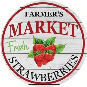 Aluminum Wall Decor Sign Vintage Rustic Summer Strawberry Wreath Home Kitchen Bar Spring Easter Decor Metal Art