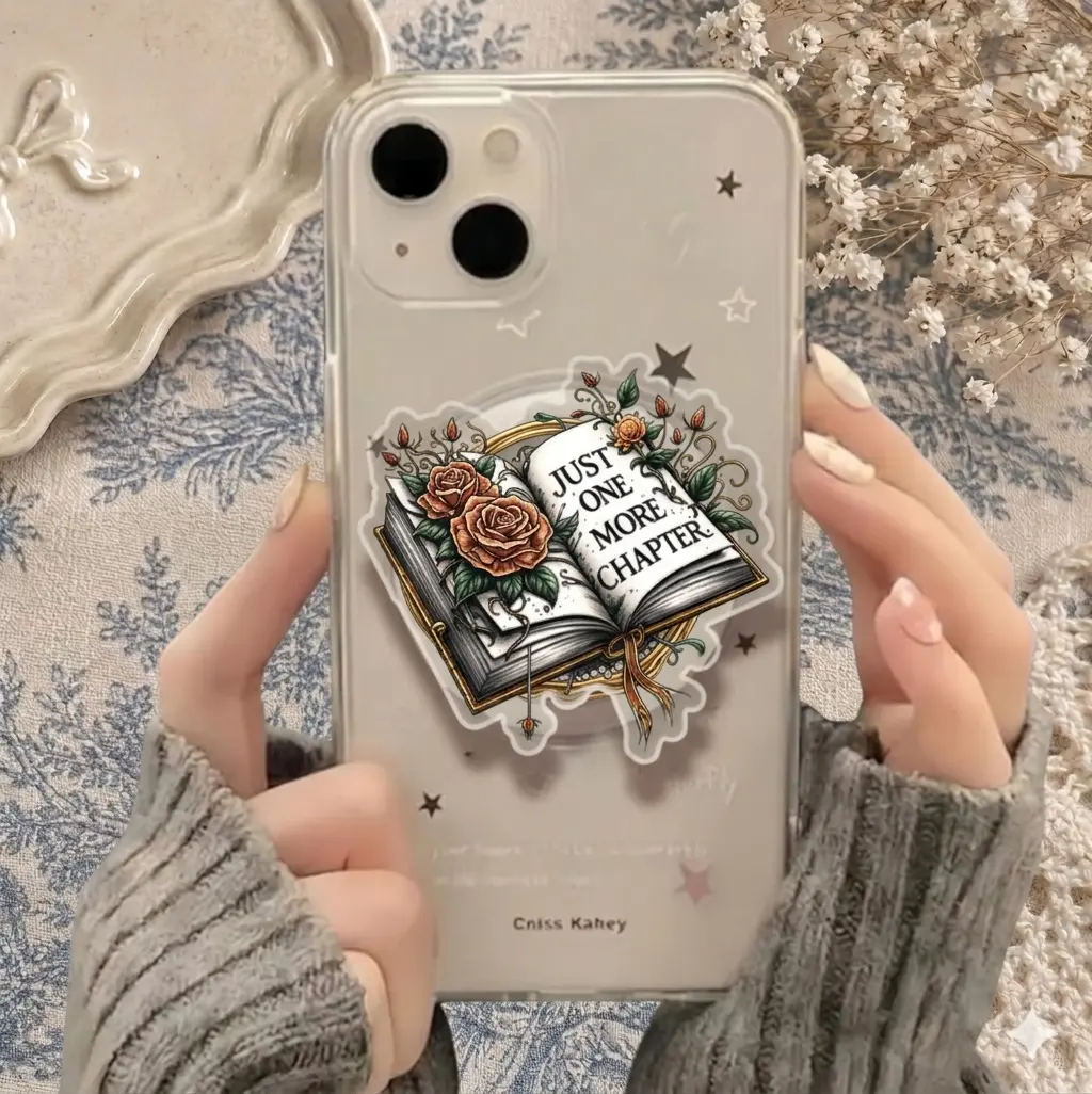 Aesthetic Book Lover Phone Case - Floral Book Design Protective Cover for iPhone, Trendy Gift for Readers