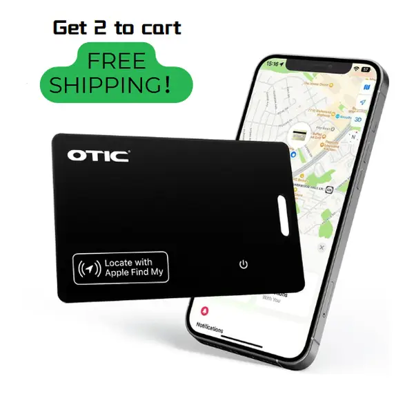 OTIC Wallet Smart Card(iOS Only), Wireless Chargeable Wallet Finder. Works with Apple Find My, Item Tracker for Wallet, Luggage Tags, Phone, Passport